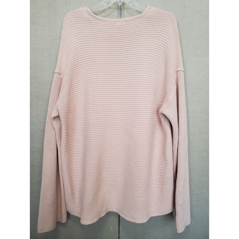 Free People La Brea Oversized Ribbed Drop Shoulder V-Neck Sweater Tunic Size L - Picture 4 of 6